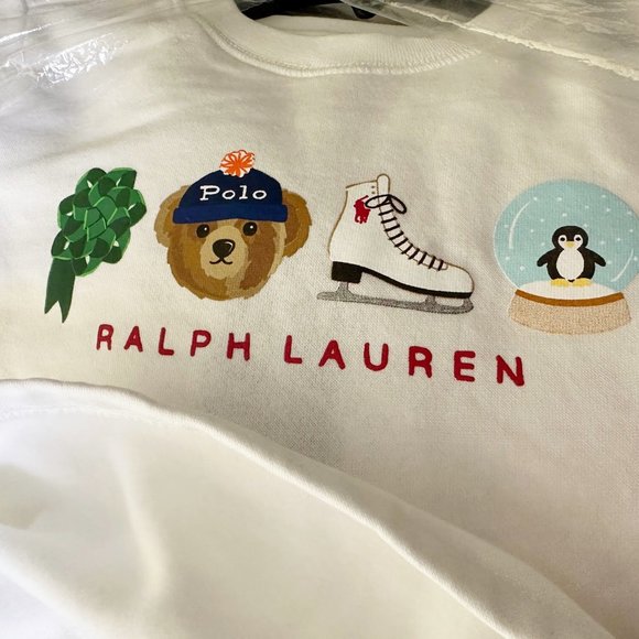 NWT POLO RALPH LAUREN BIG Girls  Dress 8-10 LS Polo Bear HOLIDAY Fleece - Picture 8 of 9